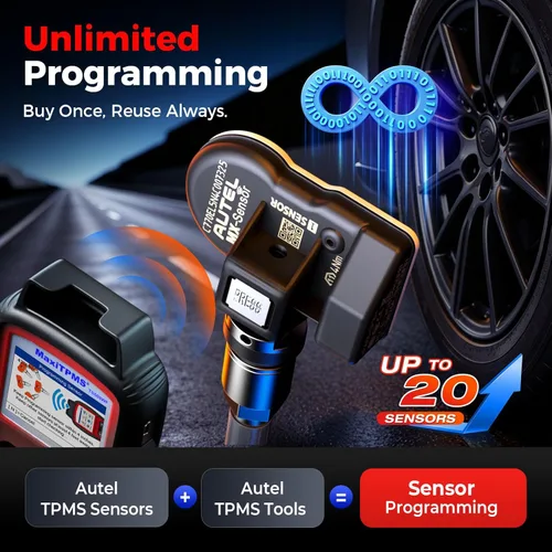 Miniatura 4 de Autel Juego de 4 sensores TPMS, sensor MX, sensor de presión de neumáticos MaxiTPMS 2 en 1 (315 MHz + 433 MHz), sensor OE de inserción programable