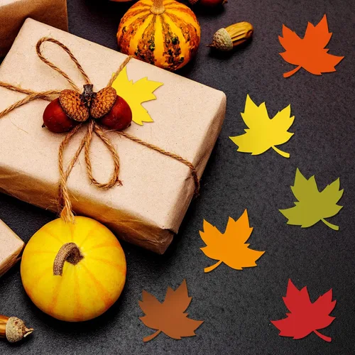 Miniatura 5 de Geyee Juego de 108 tableros de anuncios cristianos de hojas de otoño para Acción de Gracias, hojas religiosas de arce, troqueladas