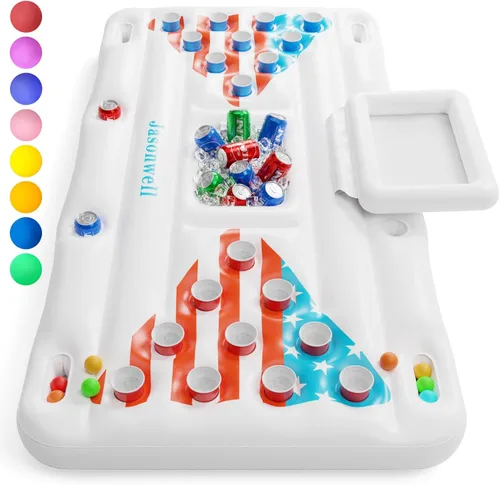 Jasonwell Juguetes de piscina, flotadores, juego de mesa de billar para adultos con portavasos y 8 bolas flotantes, juegos de fiesta, juguetes de