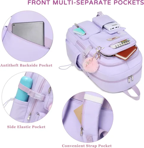 Miniatura 4 de Mochila para laptop de 15.6 pulgadas, mochila escolar para niños, mochila universitaria, mochila de viaje, bolsas grandes para adolescentes, niñas
