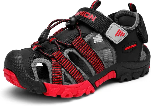 Littleplum Sandalias para niños con puntera cerrada, sandalias deportivas para niños pequeños, zapatos de verano para niños grandes, caminar,