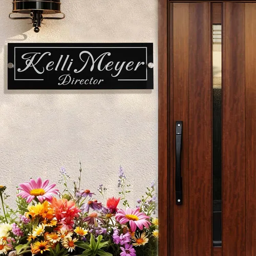 Placa de identificación personalizada para puerta con logotipo de negocios, placa de identificación personalizada para letrero de pared, 2 tamaños,