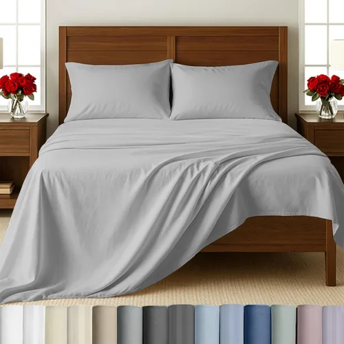 Miniatura 13 de California Design Den Sábanas de cama tamaño individual, sábanas suaves de 100% algodón con bolsillos profundos elásticos, 500 hilos satinados, 13