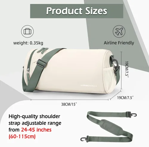 Miniatura 2 de Bolsa de gimnasio pequeña para mujer, A8-Beige y Verde