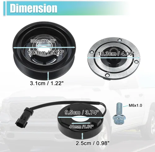 Miniatura 3 de X AUTOHAUX Kit de embrague del compresor de CA para Ram 1500 8CYL 5.7L 2003 2004 2005 2006 2007 2008 A/C embrague polea placa bobina reparación