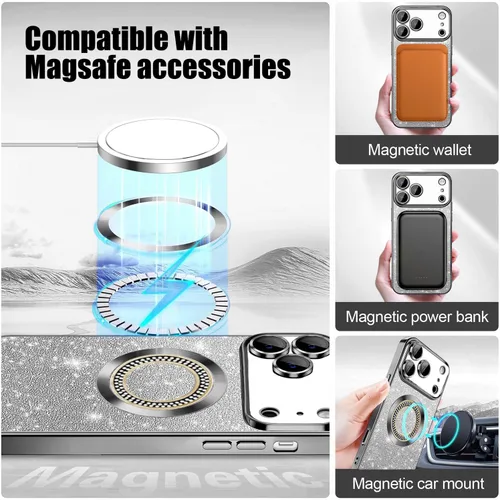 Miniatura 53 de Misscase Funda magnética con purpurina para iPhone 11 compatible con MagSafe, protección completa, delgada, a prueba de golpes, antiarañazos