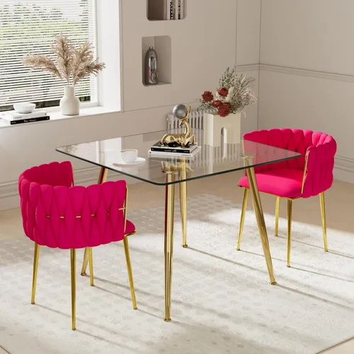 Miniatura 33 de Juego de mesa de comedor de cristal plateado para 2, juego de mesa cuadrada de lujo moderno de 36 pulgadas, juego de mesa de cocina minimalista de 3