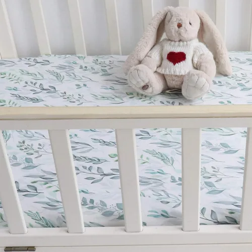 Miniatura 7 de DILIMI Sábana bajera ajustable para cuna para bebé, niños y niñas, sábana de bebé ultrasuave para cuna estándar y colchón de niño pequeño, hoja verde