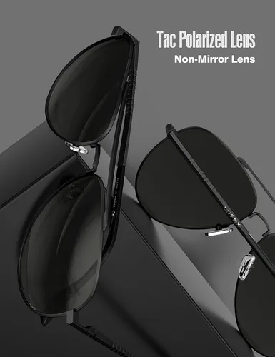 Miniatura 4 de LUENX, Aviator - Gafas de sol polarizadas, para hombres y mujeres, protección UV 400, con funda 60MM