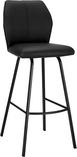 Miniatura 11 de Armen Living Taburete de cuero sintético gris Tandy y metal negro de 26 pulgadas