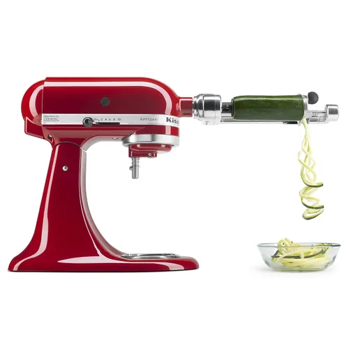 Miniatura 5 de KitchenAid Spiralizer Plus - Accesorio con cáscara, núcleo y rebanada, accesorio para procesador de alimentos plateado y KSM2FPA, kit de corte