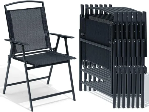 Miniatura 15 de Crestlive Products Juego de 4 sillas plegables para patio, paquete de 4, sillas de comedor al aire libre con reposabrazos para campamento, playa