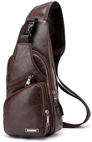 Miniatura 3 de Bolso de carga USB para hombre, bolso de pecho para hombre, bolso de hombro de PVC PU personalizado, paquete diagonal, bolsa de viaje de mensajero