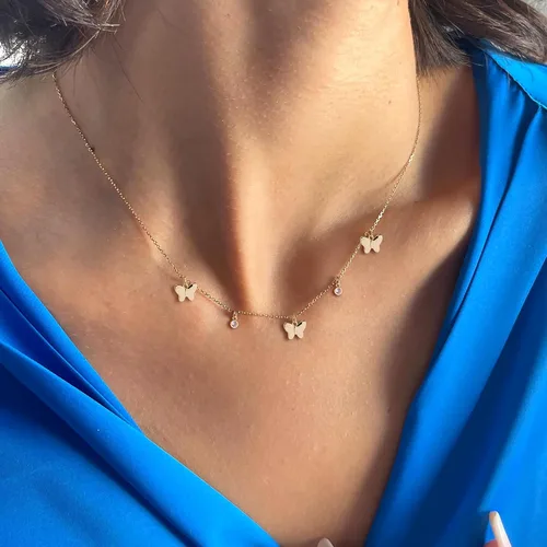 Miniatura 3 de GUOKE Dainty Gold Necklace for Women, Sun Star Pendant 14K Gold Plated Circle Butterfly Necklace Simple Trendy Jewelry for Women