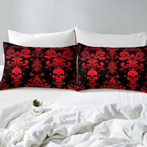 Miniatura 4 de Erosebridal Juego de sábanas de damasco rojo para adultos, sábanas barrocas victorianas antiguas, tamaño Queen, sábanas florales góticas vintage