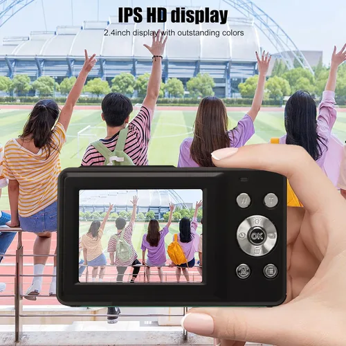 Miniatura 2 de Cámara digital con 1080P, pantalla de 2.4 pulgadas, punta y disparo compactos, zoom 16X, portátil para principiantes, niños (negro)