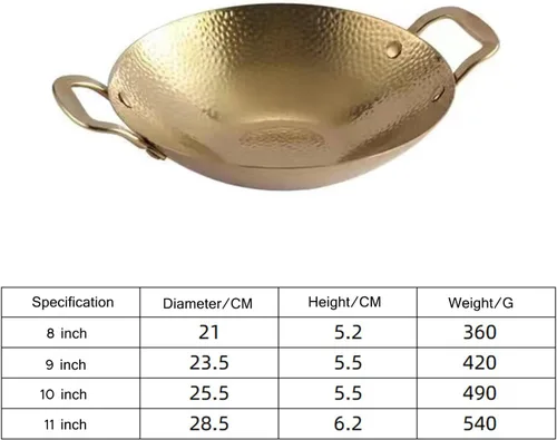 Miniatura 7 de SVRITE Sartén de acero inoxidable para paellas, sin recubrimiento, antiadherente, de 8, 9, 10, 11 pulgadas, sartén pequeña para fideos con doble