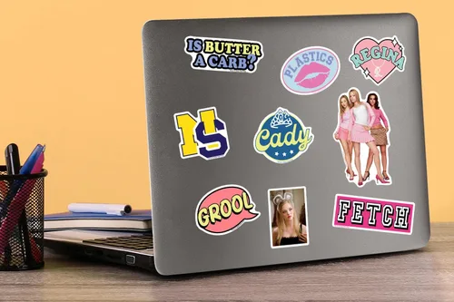 Miniatura 5 de Mean Girls - Paquete variado de calcomanías de vinilo grandes de lujo de 50 unidades, calcomanías troqueladas para laptop, botella de agua, álbumes