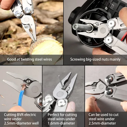 Miniatura 7 de NexTool Flagship Pro Multiherramienta, cuchillo plegable con bloqueo de seguridad, multiherramienta EDC con cuchillo de bolsillo, tijeras