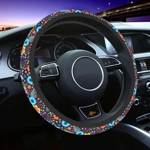 Miniatura 10 de Funda para volante, funda para volante de margaritas retro para mujeres y hombres, antideslizante, transpirable y absorbente de sudor, universal