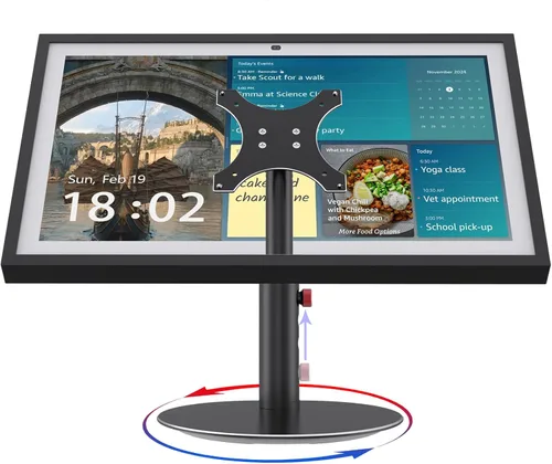 Soporte para Echo Show 15 (1ª, 2ª generación), Echo Show 21 con diseño giratorio e inclinable, ajustes de altura de 4 niveles, soporte de montaje de
