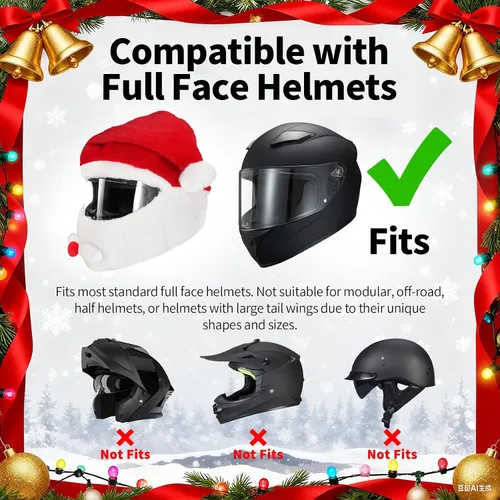 Cubierta de Casco de Santa Claus para Motocicleta, Decoración de Cubierta de Casco de Cara Completa, Gorro de Navidad de Felpa para Motociclistas,