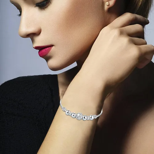 Miniatura 4 de ZKXYFFS Pulseras de plata de ley 925 para mujer, pulsera de cuentas de plata de ley 925, pulsera de cuentas huecas, pulsera de cuentas ajustables