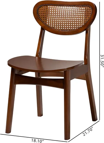 Miniatura 3 de Baxton Studio Hesper - Juego de 2 sillas de comedor, color marrón nogal/marrón claro