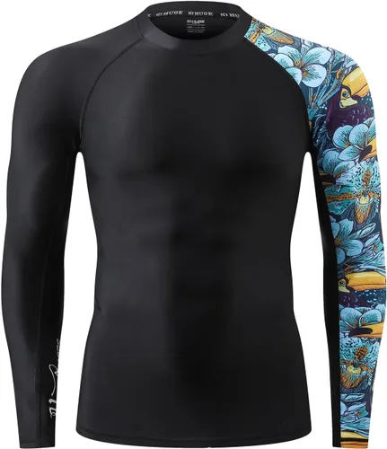 Miniatura 2 de HUGE SPORTS Camiseta de protección contra erupciones de manga larga para hombre UPF 50+ con protección UV, de secado rápido, con costuras