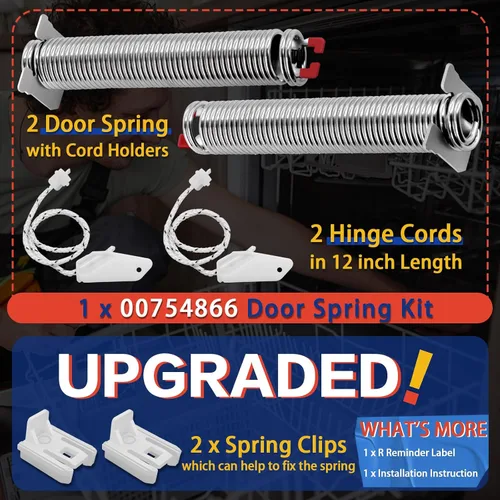 Miniatura 3 de Kit de resorte y cable para puerta de lavavajillas 12004119, apto para piezas de lavavajillas Bos-ch SHX, serie SHP, incluye kit de resorte