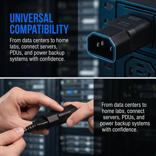 Miniatura 9 de Adaptador de corriente IEC 320 C14 macho a C15 hembra, 10A 125/250V, convertidor de corriente IEC recto de 3 pines para PDU, UPS, servidor y equipos