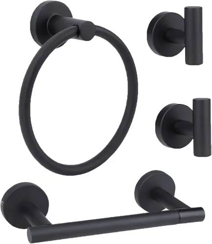 Miniatura 9 de El juego de 4 piezas de accesorios de baño de acero inoxidable dorado cepillado incluye anillo para toalla de mano, soporte para papel higiénico y 2