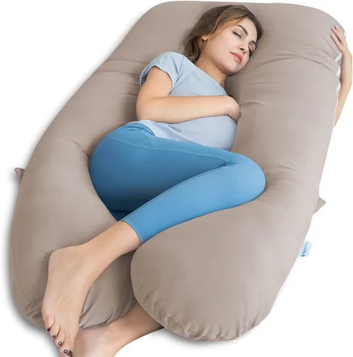 Miniatura 11 de QUEEN ROSE - Almohadas corporales refrescantes para embarazo, sedosas, en forma de U, tamaño de 55 pulgadas, para dormir, alivio del dolor de Azul