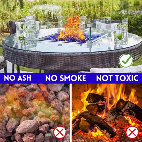 Miniatura 4 de Vidrio para Hoguera, Rocas de Hoguera Azul Cobalto para Fogata de Propano, Chimenea y Decoración Exterior, Cuentas de Vidrio para Fuego Redondas