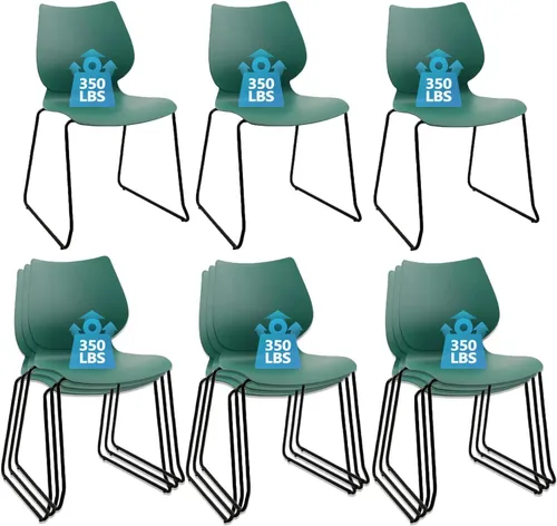 Miniatura 20 de KLASIKA Silla apilable para sala de espera, silla de oficina apilable con soporte lumbar ergonómico y patas de metal, sillas de escritorio