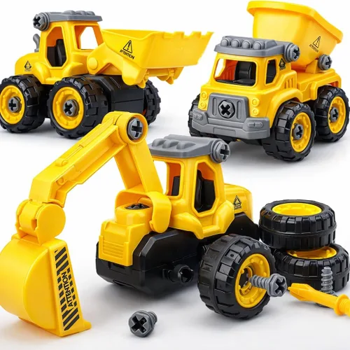 Miniatura 9 de TOY Life 28 piezas de juguetes de construcción para niños de 3 a 5 años, pequeños vehículos de construcción, juguete de caja de arena para niños