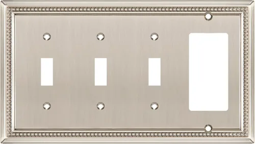 Miniatura 42 de Henne Bery Sunken Pearls - Placa de pared decorativa resistente para interruptor, cubierta para tomacorrientes (doble dúplex, níquel satinado)