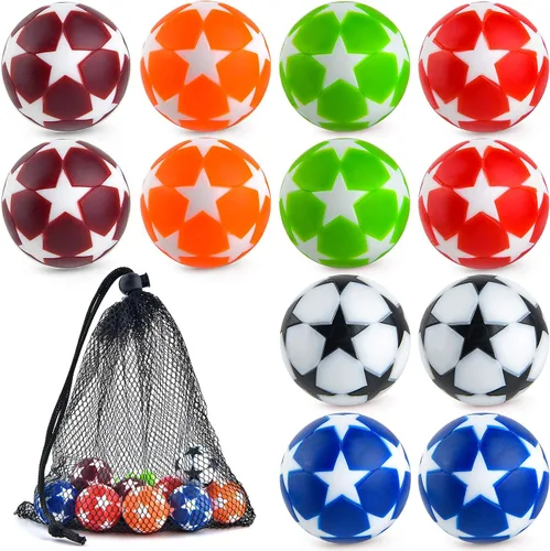 Miniatura 8 de Coopay 12 pelotas de futbolín de 1.28 pulgadas (1.260 in), pelotas de repuesto de fútbol de mesa, multicolor, oficiales, con una bolsa de cordón