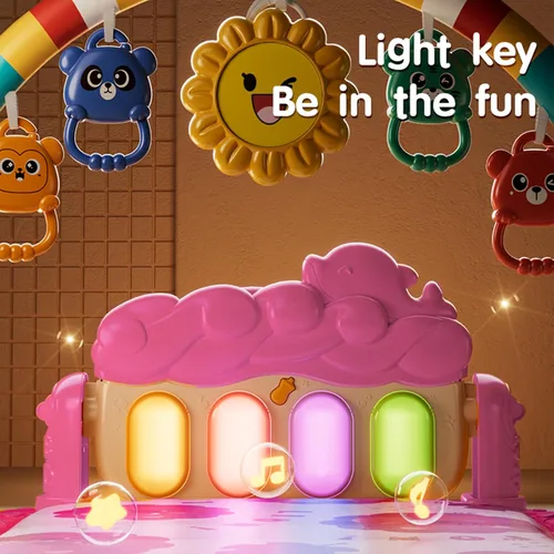 Miniatura 3 de Tapete de juego para bebé, gimnasio para bebé, tocar piano tiempo boca abajo, tapete de actividad para bebé, música y luces para niño y niña
