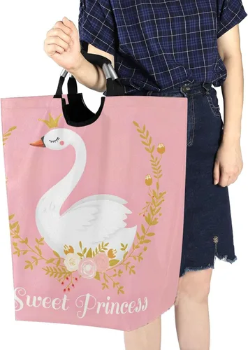 Miniatura 7 de senya Cesta de almacenamiento grande con asas y diseño de princesa cisne, organizador plegable para ropa sucia, juguetes Multi 2