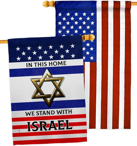 Stand with Israel Bandera de Israel - Banderas americanas para exteriores, paquete de pancartas de 3 x 5 pulgadas, póster para puerta de habitación,