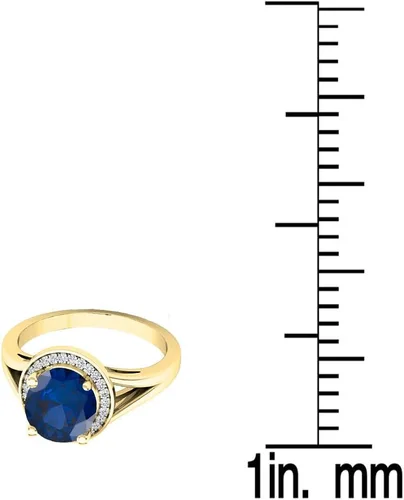 Miniatura 185 de Dazzlingrock Collection Anillo de compromiso redondo de 0.276 in con halo de diamante blanco y vástago dividido para ella en oro macizo de 14