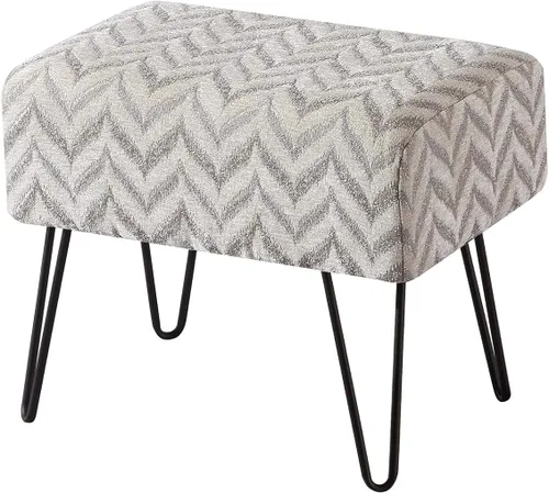 Miniatura 16 de Home Soft Things Otomana de felpilla jacquard, 19 x 13 x 17 pulgadas de alto, color marrón claro Arusha, banco otomano mullido para sala de estar