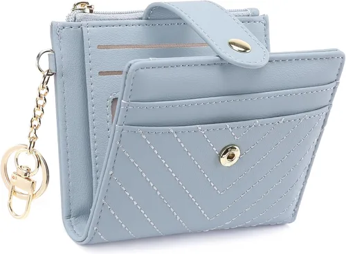 Miniatura 14 de GAEKEAO Billetera delgada para mujer, tarjetero con bloqueo RFID, billetera plegable con bolsillo para monedas con cremallera, ventana