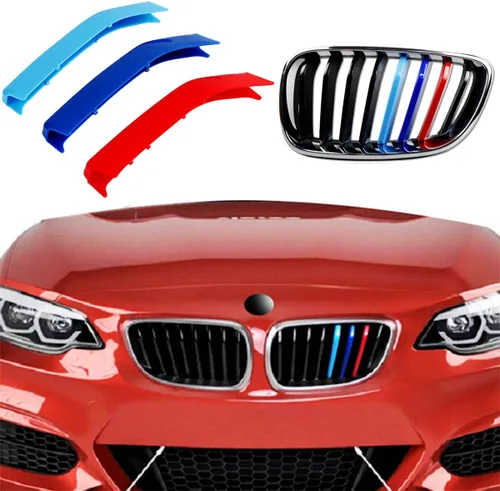 Adornos de Inserto de Parrilla Tricolor Compatibles con BMW Serie 2 2014 2015 2016 2017 2018 2019 2020 F22 F23 220i 228i 230i 235i Sedán Accesorios