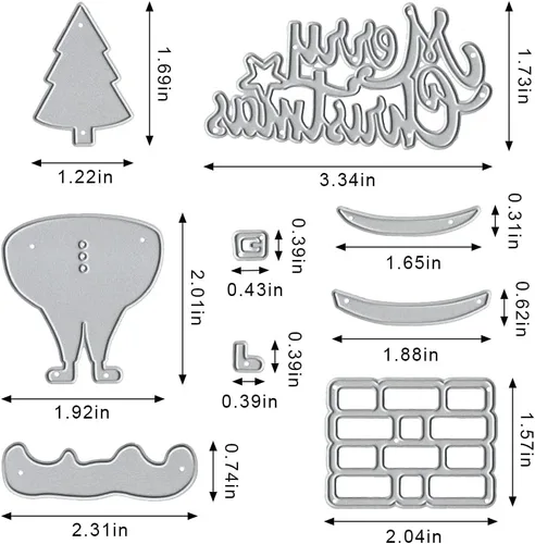 Miniatura 2 de Troqueles de corte de árbol de Navidad para hacer tarjetas y decoraciones de álbumes de fotos, Papá Noel con palabras de Feliz Navidad, troqueles