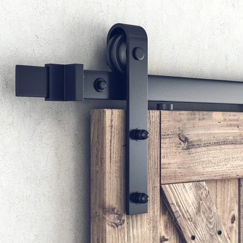 Miniatura 7 de SMARTSTANDARD Kit de herrajes para puerta de granero doble de 8 pies, pista de puerta corredera: suave y silenciosa - incluye instrucciones
