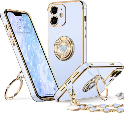 Miniatura 14 de XYZ Funda para iPhone 11 con Soporte, Funda para Teléfono con Soporte de Doble Anillo con Patilla, Funda Protectora de Lujo Brillante para Mujeres