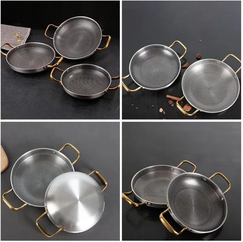 Miniatura 9 de Angoily Sartén antiadherente de acero inoxidable con forma de panal para mariscos, cangrejos de río y huevos, utensilios de cocina compatibles