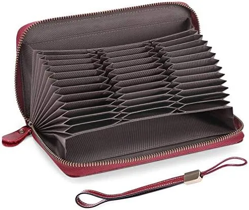 GOIACII Cartera de piel con bloqueo RFID para mujer, tarjetero de crédito, bolso de mano para teléfono, organizador plegable de gran capacidad con